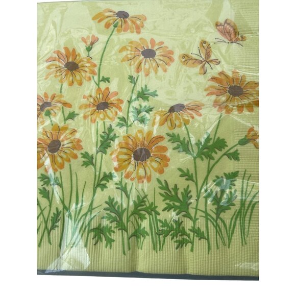 Vintage Rust Craft Brownie Facial Luncheon Napkins Yellow Floral Estate NEW NOS - Picture 2 of 5